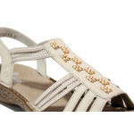 Бежови анатомични дамски сандали, здрава еко-кожа - ежедневни обувки за лятото N 100021535