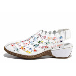 Бели анатомични дамски сандали с равна подметка, естествена кожа - всекидневни обувки за пролетта и лятото N 100021536