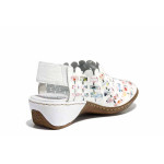 Бели анатомични дамски сандали с равна подметка, естествена кожа - всекидневни обувки за пролетта и лятото N 100021536