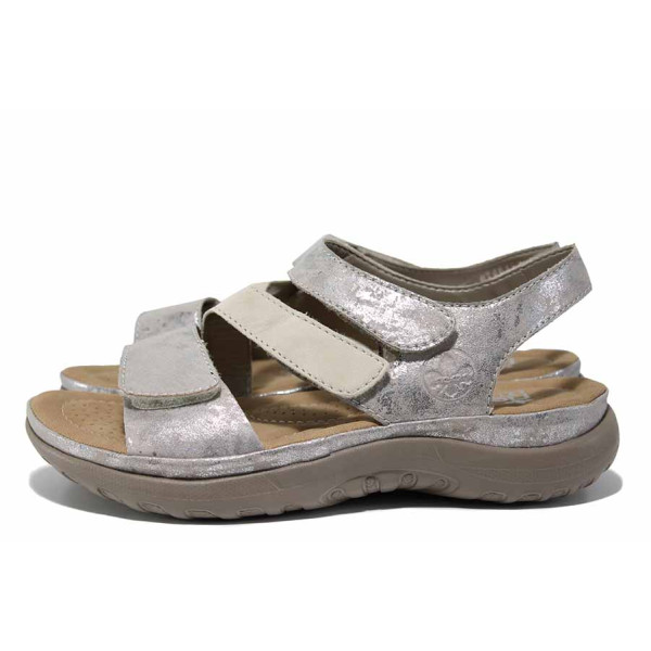 Сиви анатомични дамски сандали, здрава еко-кожа - всекидневни обувки за лятото N 100021537