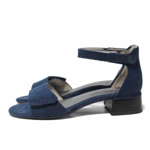 Сини дамски сандали, анатомични, качествен еко-велур - всекидневни обувки за лятото N 100021539