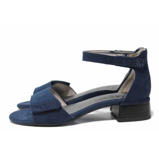 Сини дамски сандали, анатомични, качествен еко-велур - всекидневни обувки за лятото N 100021539