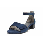 Сини дамски сандали, анатомични, качествен еко-велур - всекидневни обувки за лятото N 100021539
