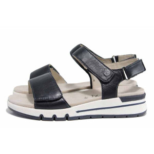 Тъмносини анатомични дамски сандали, естествена кожа - ежедневни обувки за лятото N 100021540