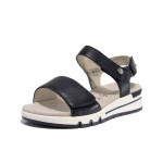 Тъмносини анатомични дамски сандали, естествена кожа - ежедневни обувки за лятото N 100021540