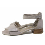 Бежови дамски сандали, анатомични, качествен еко-велур - ежедневни обувки за лятото N 100021538