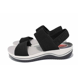 Черни анатомични дамски сандали, текстилна материя - всекидневни обувки за пролетта и лятото N 100021550