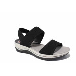 Черни анатомични дамски сандали, текстилна материя - всекидневни обувки за пролетта и лятото N 100021550