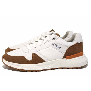 Бели мъжки спортни обувки, анатомични, еко-кожа и текстилна материя - спортни обувки за пролетта и лятото N 100021555