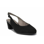 Черни дамски сандали, качествен еко-велур - всекидневни обувки за пролетта и лятото N 100021557