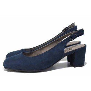 Тъмносини дамски сандали, качествен еко-велур - ежедневни обувки за пролетта и лятото N 100021558