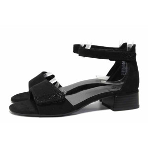 Черни дамски сандали, анатомични, качествен еко-велур - всекидневни обувки за лятото N 100021559