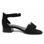 Черни дамски сандали, анатомични, качествен еко-велур - всекидневни обувки за лятото N 100021559
