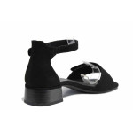 Черни дамски сандали, анатомични, качествен еко-велур - всекидневни обувки за лятото N 100021559