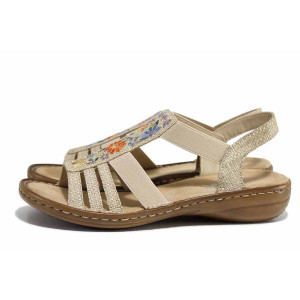 Бежови анатомични дамски сандали, здрава еко-кожа - всекидневни обувки за лятото N 100021561