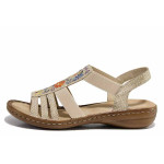 Бежови анатомични дамски сандали, здрава еко-кожа - всекидневни обувки за лятото N 100021561