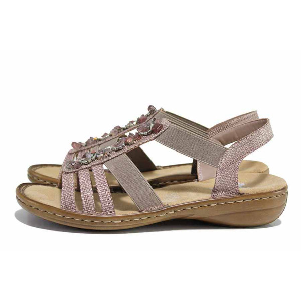 Розови дамски сандали, здрава еко-кожа - всекидневни обувки за лятото N 100021568