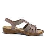 Розови дамски сандали, здрава еко-кожа - всекидневни обувки за лятото N 100021568