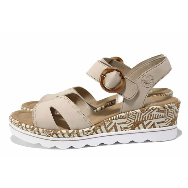 Бежови анатомични дамски сандали, здрава еко-кожа - ежедневни обувки за лятото N 100021569