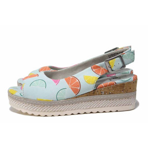 Светлосини дамски сандали, анатомични, текстилна материя - всекидневни обувки за лятото N 100021570