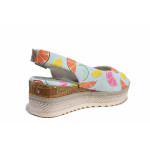 Светлосини дамски сандали, анатомични, текстилна материя - всекидневни обувки за лятото N 100021570