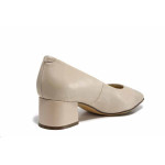 Бежови анатомични дамски обувки със среден ток, естествена кожа - всекидневни обувки за лятото N 100021572