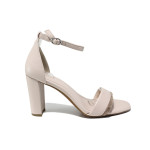 Розови дамски сандали, анатомични, здрава еко-кожа - официални обувки за пролетта и лятото N 100021579