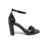 Черни дамски сандали, анатомични, здрава еко-кожа - официални обувки за пролетта и лятото N 100021578