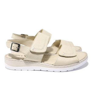 Бежови анатомични дамски сандали, естествена кожа - всекидневни обувки за лятото N 100021577