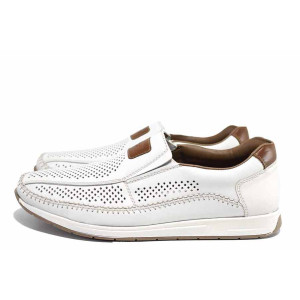 Бели анатомични мъжки обувки, естествена кожа - всекидневни обувки за пролетта и лятото N 100021583