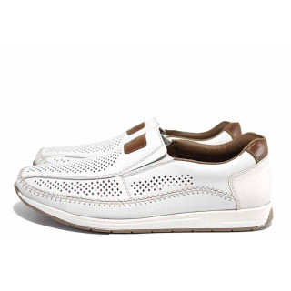 Бели анатомични мъжки обувки, естествена кожа - всекидневни обувки за пролетта и лятото N 100021583