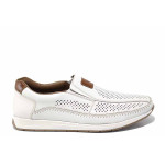 Бели анатомични мъжки обувки, естествена кожа - всекидневни обувки за пролетта и лятото N 100021583