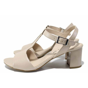 Бежови анатомични дамски сандали, естествена кожа - официални обувки за пролетта и лятото N 100021581