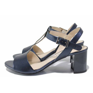 Сини анатомични дамски сандали, естествена кожа - официални обувки за пролетта и лятото N 100021580