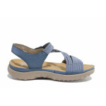 Сини анатомични дамски сандали, здрава еко-кожа - ежедневни обувки за пролетта и лятото N 100021592