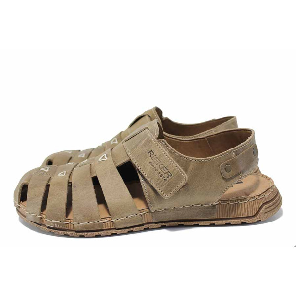Кафяви анатомични мъжки сандали, естествена кожа - ежедневни обувки за пролетта и лятото N 100021591