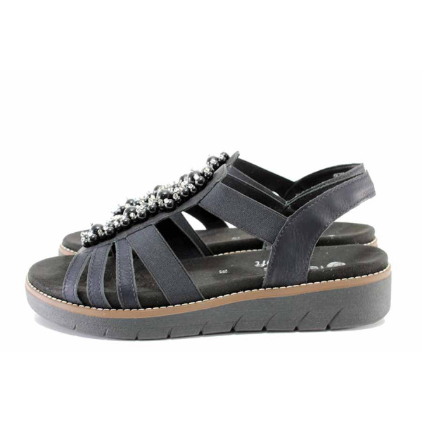 Черни анатомични дамски сандали, здрава еко-кожа - всекидневни обувки за пролетта и лятото N 100021598