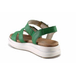 Зелени анатомични дамски сандали, естествена кожа - ежедневни обувки за лятото N 100021640