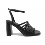 Черни дамски сандали, анатомични, здрава еко-кожа - официални обувки за лятото N 100021675