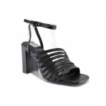 Черни дамски сандали, анатомични, здрава еко-кожа - официални обувки за лятото N 100021675