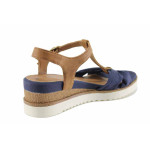 Сини дамски сандали, анатомични, еко-кожа и текстилна материя - елегантни обувки за пролетта и лятото N 100021682