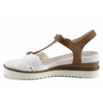 Бели дамски сандали, анатомични, еко-кожа и текстилна материя - елегантни обувки за пролетта и лятото N 100021683