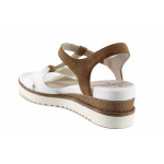 Бели дамски сандали, анатомични, еко-кожа и текстилна материя - елегантни обувки за пролетта и лятото N 100021683