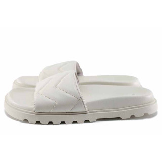 Бежови дамски чехли, здрава еко-кожа - всекидневни обувки за лятото N 100021674
