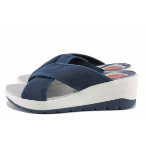 Бежови дамски чехли, текстилна материя - ежедневни обувки за пролетта и лятото N 100021686