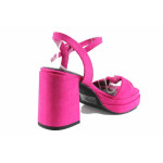Розови дамски сандали, анатомични, качествен еко-велур - елегантни обувки за пролетта и лятото N 100021689