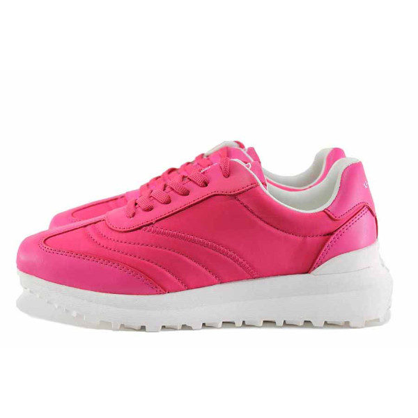 Розови дамски маратонки, анатомични, еко-кожа и текстилна материя - спортни обувки за пролетта и лятото N 100021691