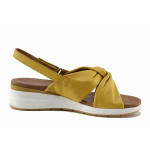 Жълти анатомични дамски сандали, естествена кожа - ежедневни обувки за пролетта и лятото N 100021692