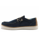Сини дамски мокасини, естествен велур - всекидневни обувки за пролетта и есента N 100021824