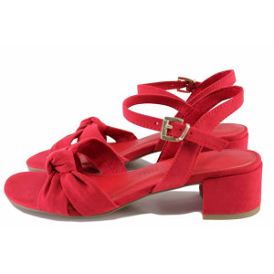 Червени дамски сандали, анатомични, качествен еко-велур - ежедневни обувки за лятото N 100022056